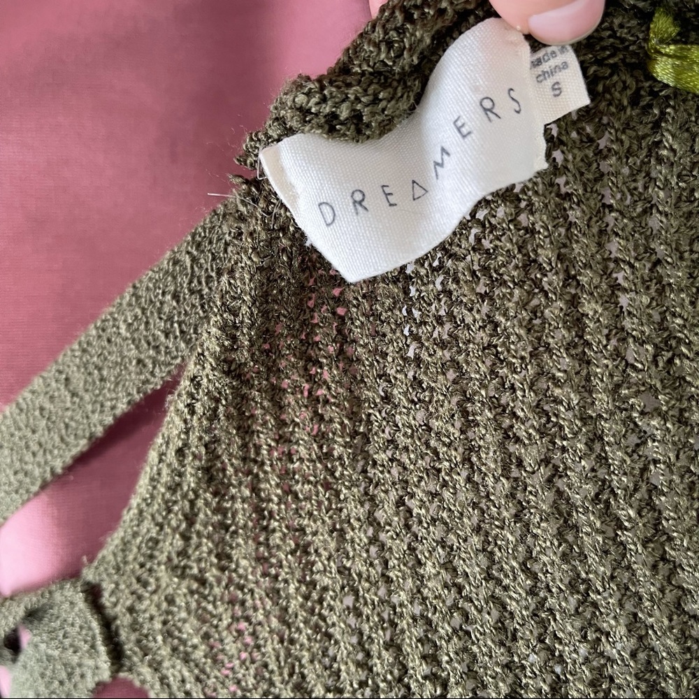 Olive Knitted Cardigan Sweater Size Small - Picture 5 of 6